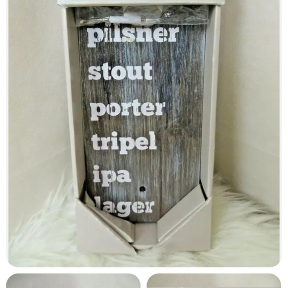Wall mount bottle opener wood craft beer silver distressed home bar garage - Picture 3 of 3